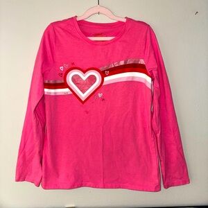 Cat & Jack, girls pink graphic long sleeve top, size large 10/12